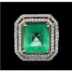 14KT White Gold GIA Certified 11.28 ctw Emerald and Diamond Ring