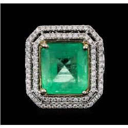 14KT White Gold GIA Certified 11.28 ctw Emerald and Diamond Ring