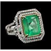 Image 2 : 14KT White Gold GIA Certified 11.28 ctw Emerald and Diamond Ring