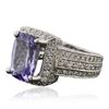 Image 2 : Platinum 3.88 ctw Tanzanite and Diamond Ring
