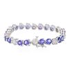 Image 2 : 14KT White Gold 14.58 ctw Tanzanite and Diamond Tennis Bracelet