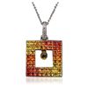 Image 2 : 14KT White Gold 4.26 ctw Yellow Sapphire and Diamond Pendant With Chain