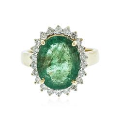 14KT Yellow Gold 5.26 ctw Emerald and Diamond Ring