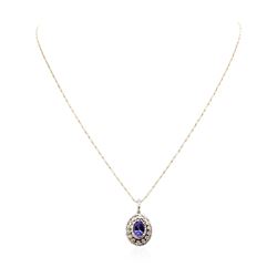 14KT Two-Tone Gold 1.76 ctw Tanzanite and Diamond Pendant With Chain