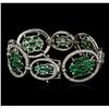 Image 2 : 14KT White Gold 14.01 ctw Emerald and Diamond Bracelet