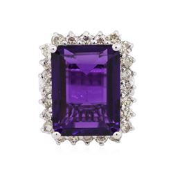 14KT White Gold 11.22 ctw Amethyst and Diamond Ring