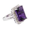 Image 2 : 14KT White Gold 11.22 ctw Amethyst and Diamond Ring