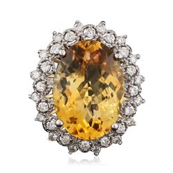 14KT White Gold 11.31 ctw Citrine and Diamond Ring