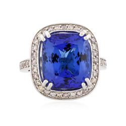 14KT White Gold 17.22 ctw GIA Cert Tanzanite and Diamond Ring