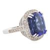 Image 2 : 14KT White Gold 17.22 ctw GIA Cert Tanzanite and Diamond Ring