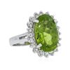 Image 2 : 14KT White Gold 10.00 ctw Peridot and Diamond Ring