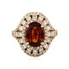 Image 1 : 18KT Rose Gold 3.31 ctw Garnet and Diamond Ring