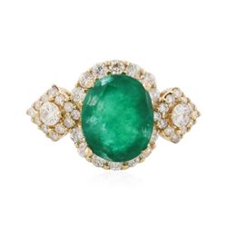 14KT Yellow Gold 3.22 ctw Emerald and Diamond Ring