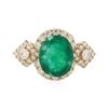 Image 1 : 14KT Yellow Gold 3.22 ctw Emerald and Diamond Ring