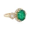 Image 2 : 14KT Yellow Gold 3.22 ctw Emerald and Diamond Ring