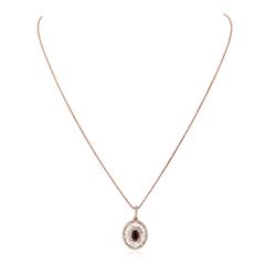 14KT Rose Gold 1.12 ctw Ruby and Diamond Pendant with Chain
