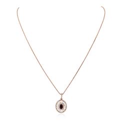 14KT Rose Gold 1.12 ctw Ruby and Diamond Pendant with Chain