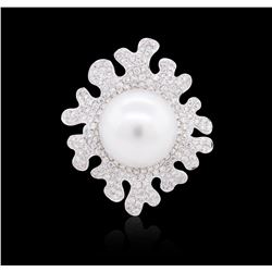 18KT White Gold Pearl and Diamond Ring