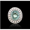 Image 1 : 18KT White Gold GIA Certified 12.44 ctw Tourmaline and Diamond Ring