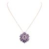 Image 1 : 14KT Rose Gold 7.06 ctw Tanzanite and Diamond Pendant With Chain