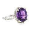 Image 2 : 14KT White Gold 3.95 ctw Amethyst and Diamond Ring