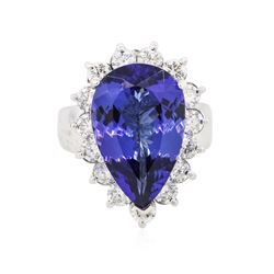 14KT White Gold GIA Certified 8.26 ctw Tanzanite and Diamond Ring