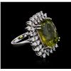 Image 2 : 14KT White Gold 15.42 ctw Tourmaline and Diamond Ring