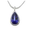 Image 2 : 14-18KT White Gold 36.63 ctw Tanzanite and Diamond Pendant With Chain