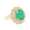 Image 2 : 14KT Yellow Gold 4.10 ctw Emerald and Diamond Ring