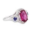 Image 2 : 14KT White Gold 2.62 ctw Tourmaline, Sapphire and Diamond Ring