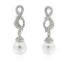 Image 1 : 14KT White Gold Pearl and Diamond Earrings