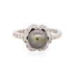 Image 1 : 14KT White Gold Pearl and Diamond Ring