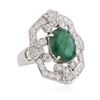 Image 2 : 14KT White Gold 3.29 ctw Emerald and Diamond Ring