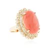 Image 2 : 14KT Yellow Gold 11.88 ctw Coral and Diamond Ring