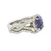 Image 2 : 14KT White Gold 1.44 ctw Tanzanite and Diamond Ring