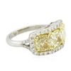 Image 2 : Platinum EGL USA Certified 5.69 ctw Fancy Yellow Diamond Ring