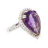 Image 2 : 14KT White Gold 10.41 ctw Amethyst and Diamond Ring