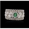 Image 1 : 14KT White Gold 0.32 ctw Emerald and Diamond Ring