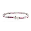 Image 2 : 14KT White Gold 0.90 ctw Ruby and Diamond Bracelet