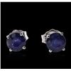 Image 1 : 14KT White Gold 1.23 ctw Sapphire Stud Earrings