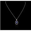 Image 1 : 14KT White Gold 2.16 ctw Tanzanite and Diamond Pendant With Chain
