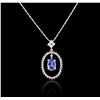 Image 2 : 14KT White Gold 2.16 ctw Tanzanite and Diamond Pendant With Chain