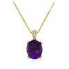 Image 2 : 14KT Yellow Gold 4.84 ctw Amethyst and Diamond Pendant With Chain