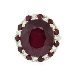 14KT Yellow Gold 19.69 ctw Ruby and Diamond Ring