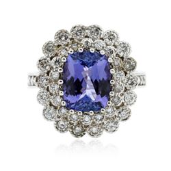 14KT White Gold 3.35 ctw Tanzanite and Diamond Ring