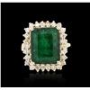 Image 1 : 14KT Yellow Gold 7.38 ctw Emerald and Diamond Ring