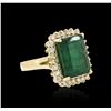 Image 2 : 14KT Yellow Gold 7.38 ctw Emerald and Diamond Ring