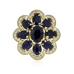 14KT Yellow Gold 10.02 ctw Sapphire and Diamond Ring