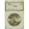 Image 1 : 1922 PEACE SILVER DOLLAR, PCI MS-60 VAM #5 TRIPLED LEAVES