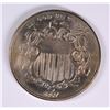 Image 1 : 1867 WITH RAYS SHIELD NICKEL, AU-55+ PLENTY OF LUSTRE